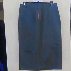 Zara Hunter Green leather midi skirt